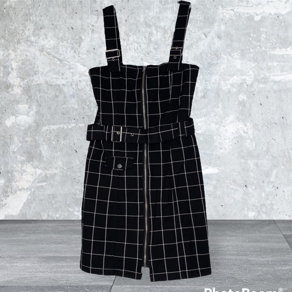 NWT DIVIDED H&M CHECKERED BELTED DRESS SIZE 6